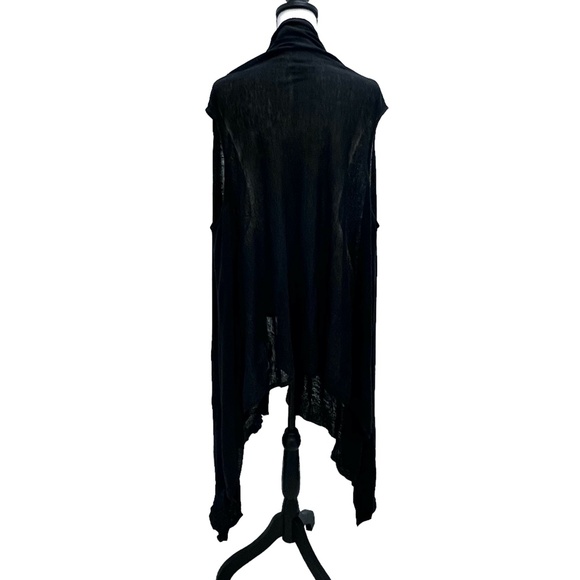 DKNY BLACK LINEN KNIT OPEN FRONT SWEATER VEST MULTIWAY INFINITY WRAP - Picture 6 of 15